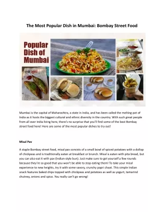 The Most Popular Dish in Mumbai_ Bombay Street Food