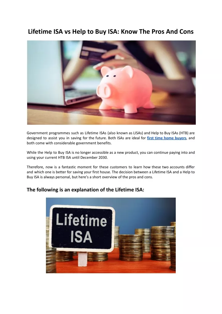 lifetime isa vs help to buy isa know the pros