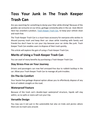 toss your junk in the trash keeper trash can