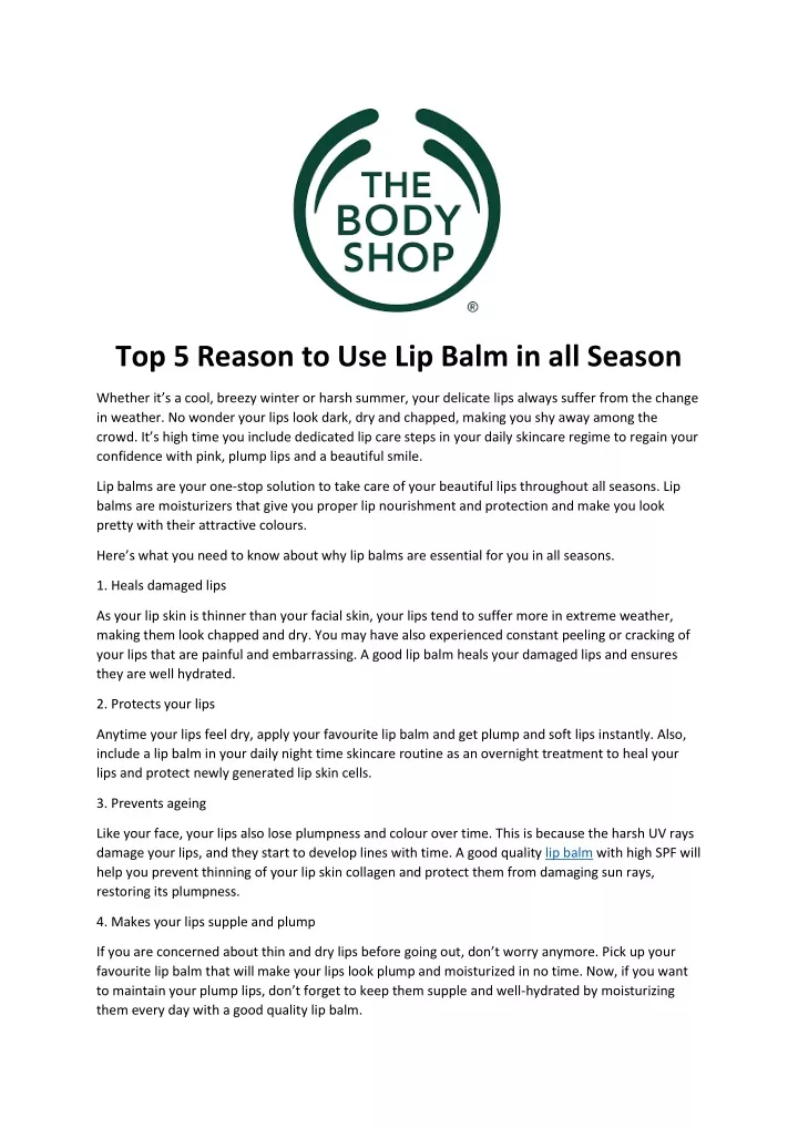 top 5 reason to use lip balm in all season