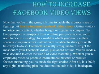 how to increase Facebook video views