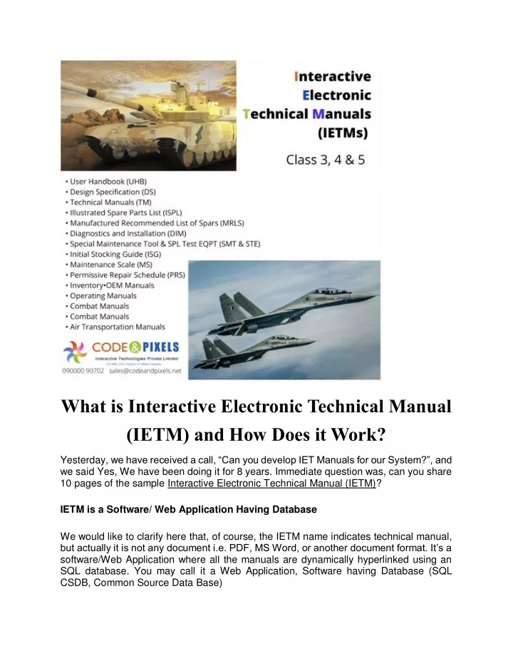 what is interactive electronic technical manual
