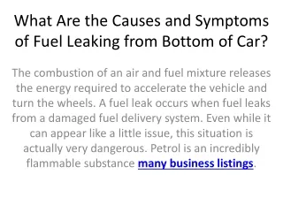 what are the causes and symptoms of fuel leaking from bottom of car