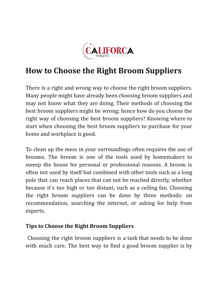 how to choose the right broom suppliers