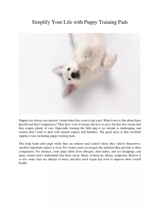 simplify your life with puppy training pads