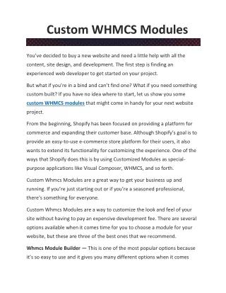custom whmcs modules