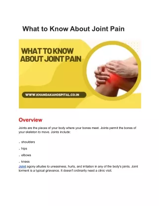 What to Know About Joint Pain