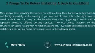 2 Things To Do Before Installing A Deck in Guildford