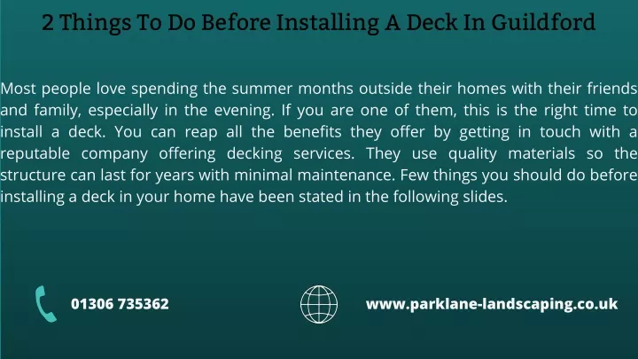 2 things to do before installing a deck