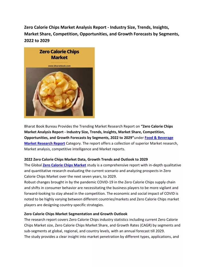 zero calorie chips market analysis report