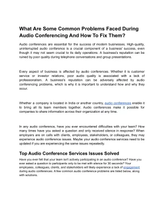 what are some common problems faced during audio