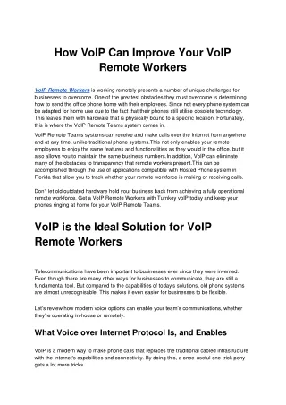 VoIP Remote Workers | Turnkey VoIP