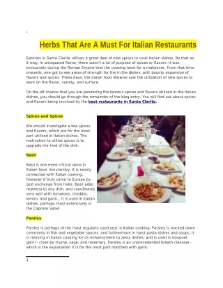 Herbs That Are A Must For Italian Restaurants