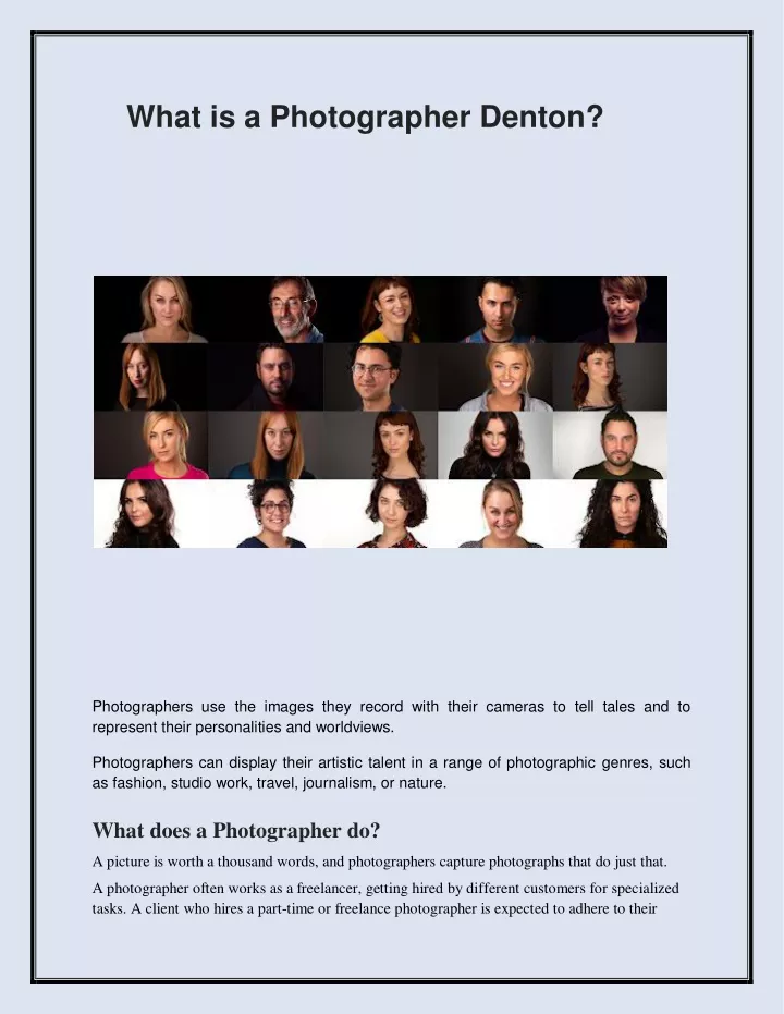 what is a photographer denton