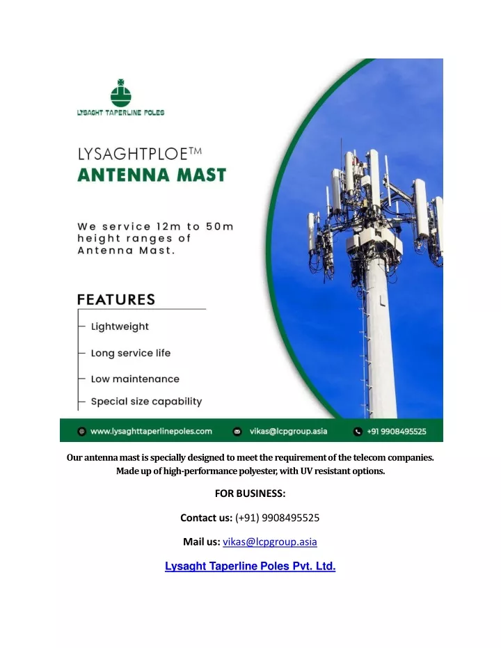 our antenna mast is specially designed to meet