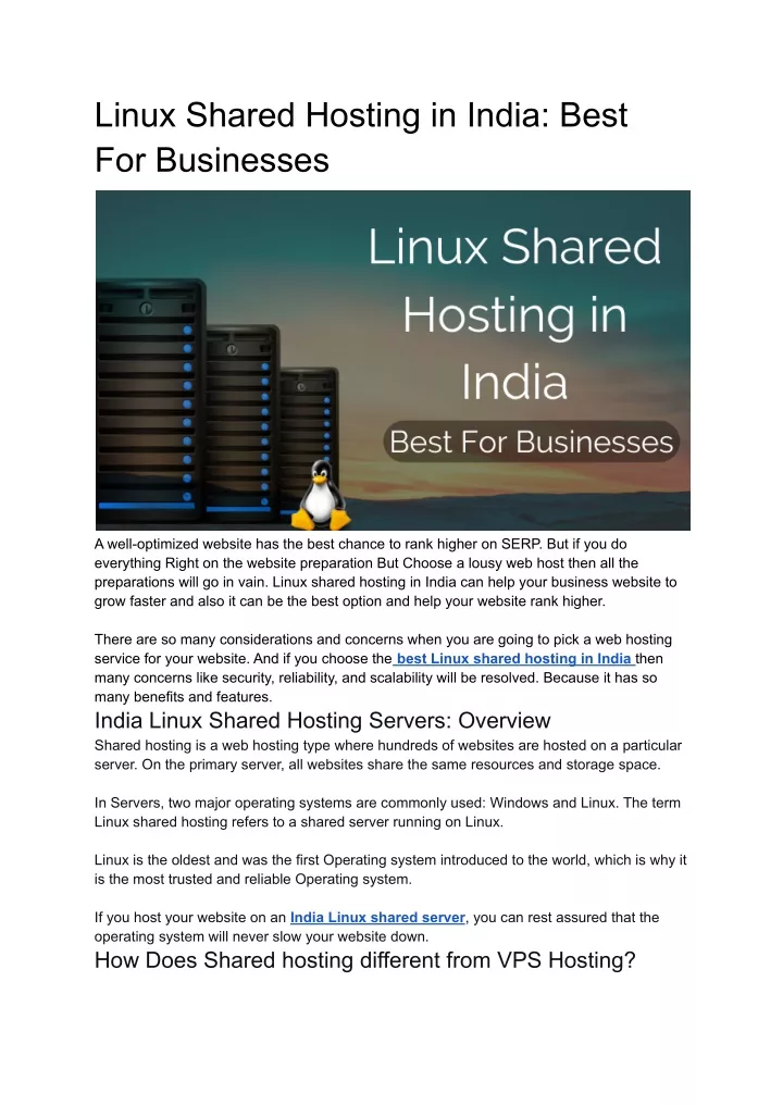 linux shared hosting in india best for businesses