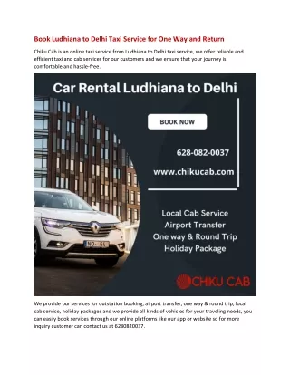 book ludhiana to delhi taxi service