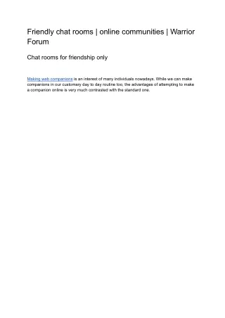 friendly chat rooms online communities warrior