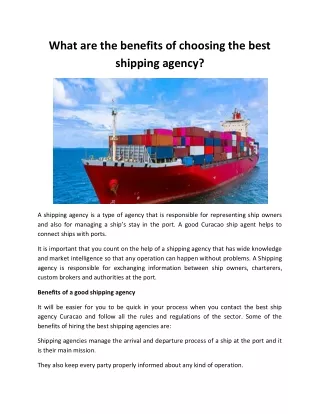 What are the benefits of choosing the best shipping agency