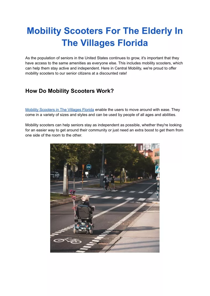 mobility scooters for the elderly in the villages