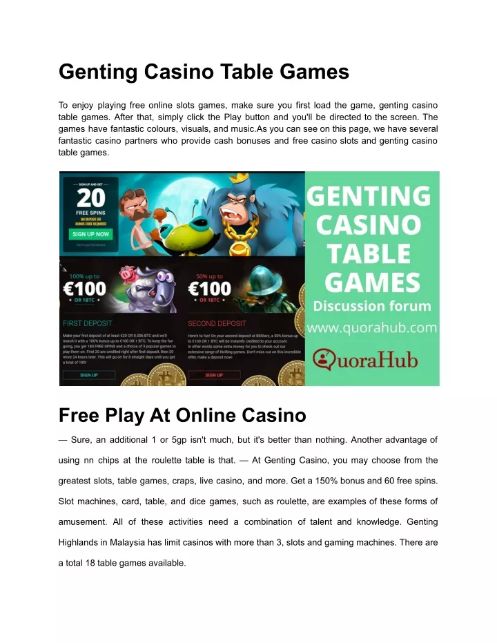 genting casino table games