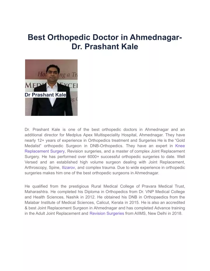 best orthopedic doctor in ahmednagar dr prashant