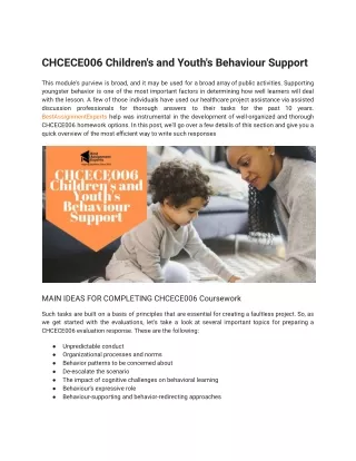 CHCECE006 Children's and Youth's Behaviour Support