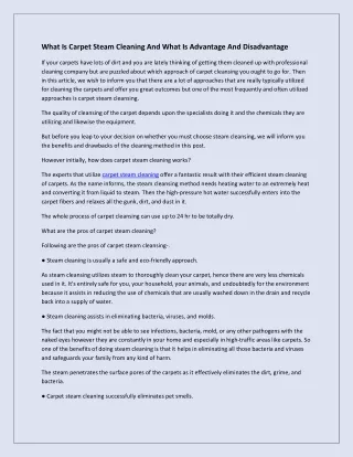 What Is Carpet Steam Cleaning And What Is Advantage And Disadvantage