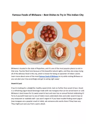 Famous Foods of Bhilwara – Best Dishes to Try in This Indian City