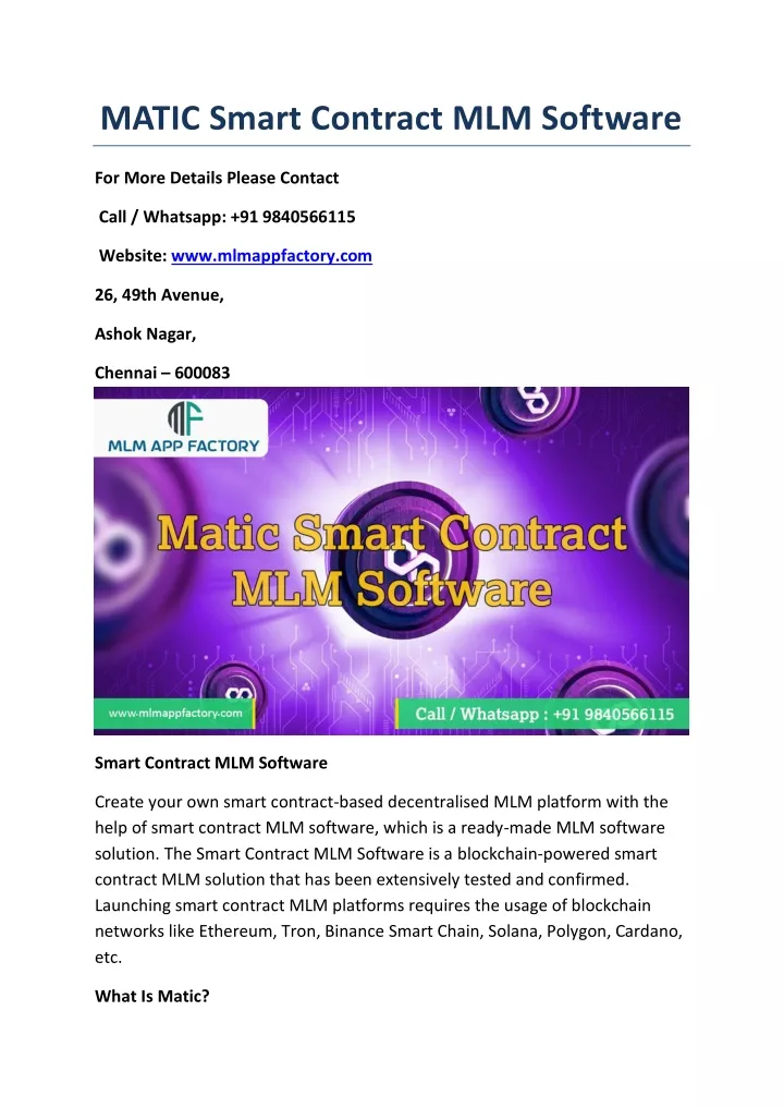 matic smart contract mlm software