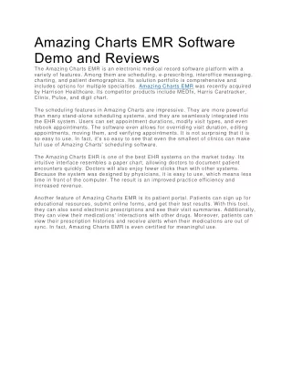 Amazing Charts EMR Software Demo and Reviews