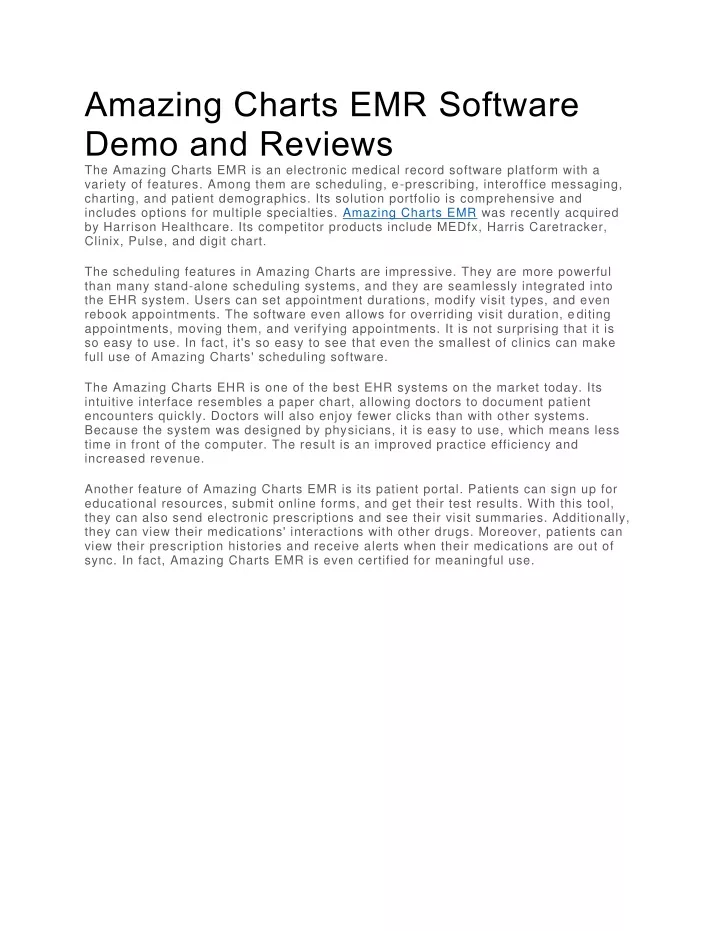 amazing charts emr software demo and reviews