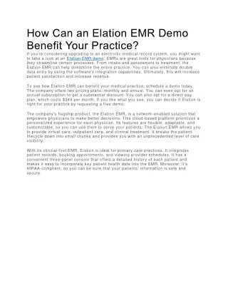 How Can an Elation EMR Demo Benefit Your Practice