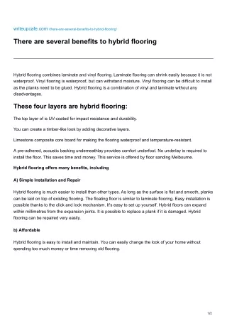 There are several benefits to hybrid flooring