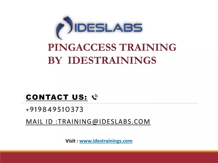 contact us 91 9849510373 mail id training@ideslabs com