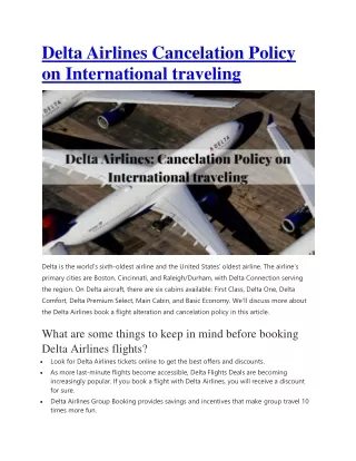 Delta Airlines Cancelation Policy on International traveling