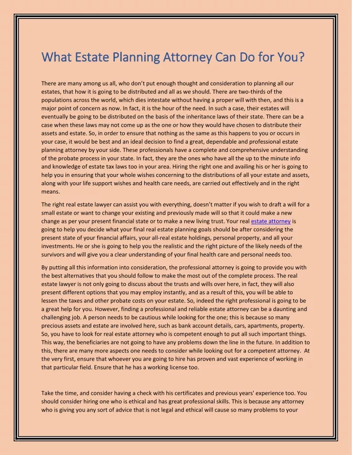 what what estate planning attorney can do estate