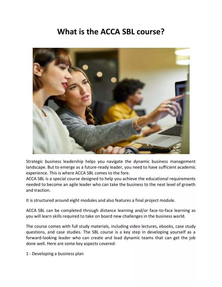 what is the acca sbl course