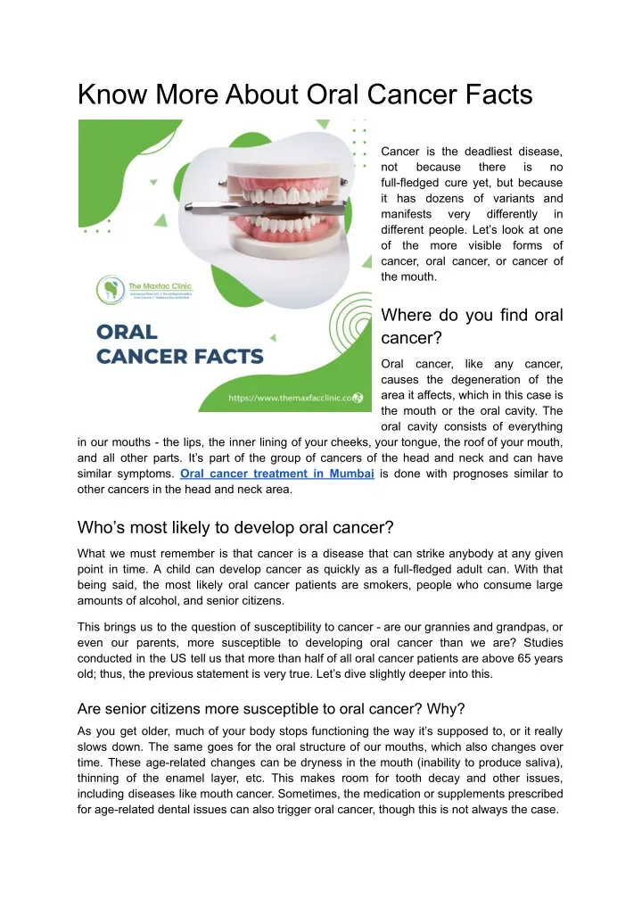 know more about oral cancer facts