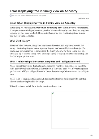 error displaying tree in family view on ancestry