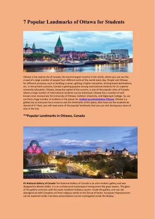 7 Popular Landmarks of Ottawa for Students