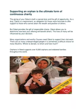 supporting an orphan is the ultimate form