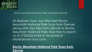 Rocky Mountain National Park Tours from Denver