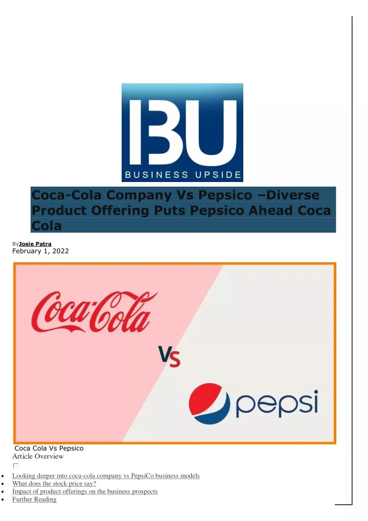 coca cola company vs pepsico diverse product