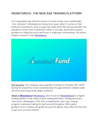 monetarico the new age trading platform