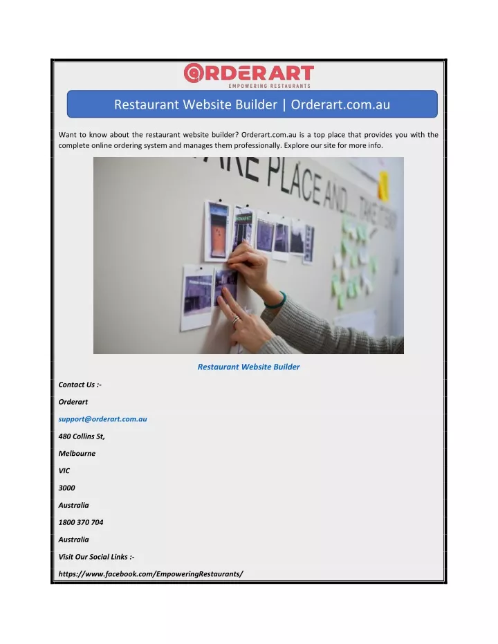 restaurant website builder orderart com au