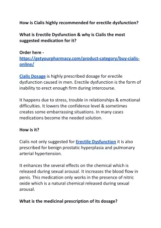 how is cialis highly recommended for erectile