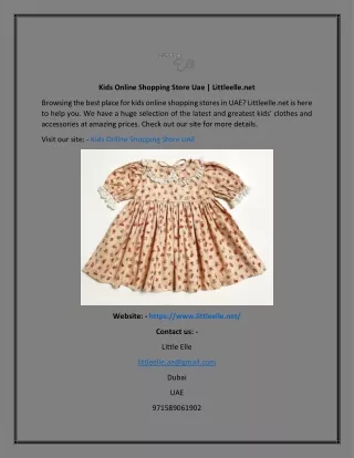 Kids Online Shopping Store Uae  Littleelle.net