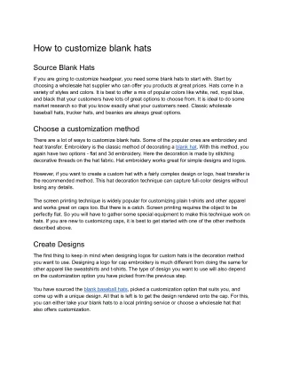 how to customize blank hats