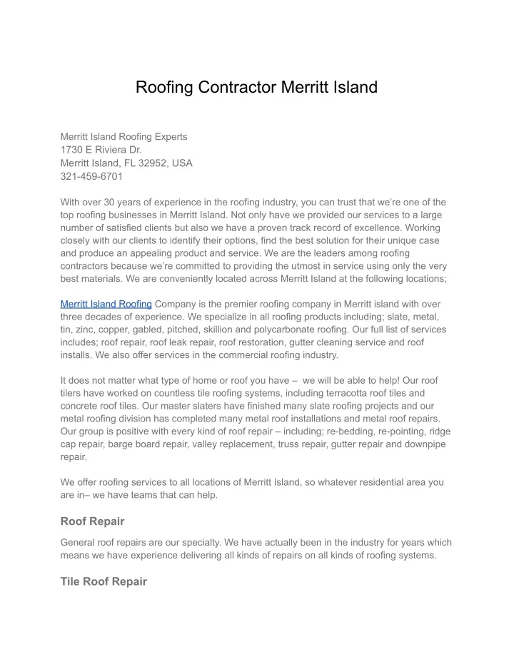 roofing contractor merritt island